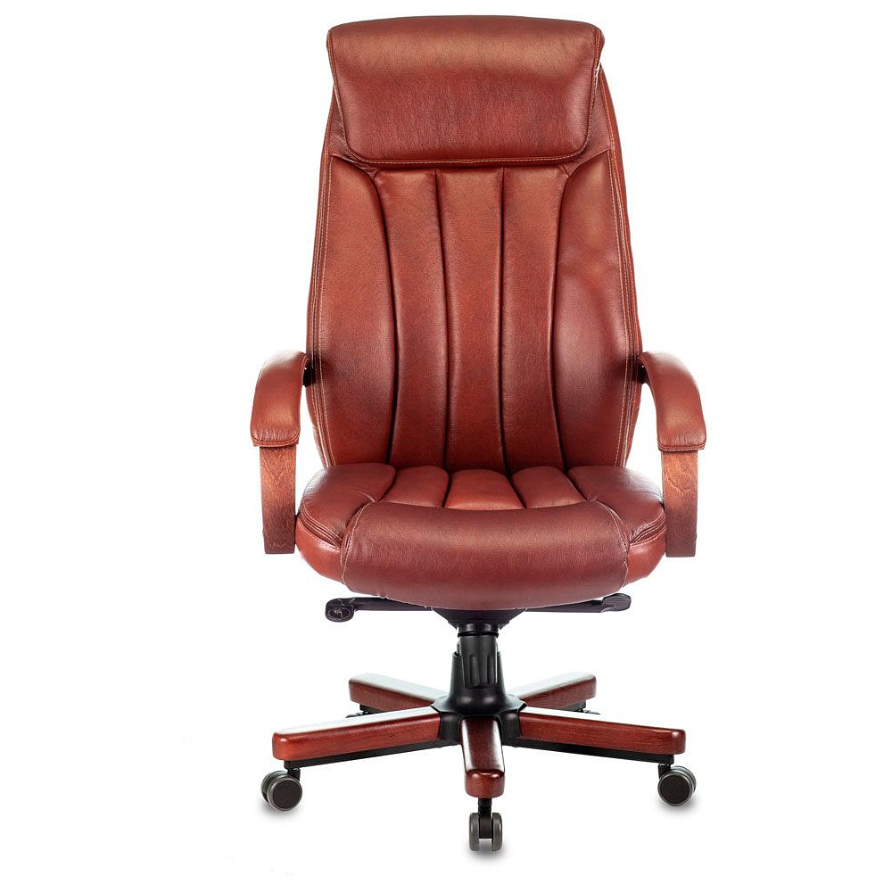 Кресло для руководителя Бюрократ "T-9922WALNUT", кожа, металл, дерево, светло-коричневый  - 2
