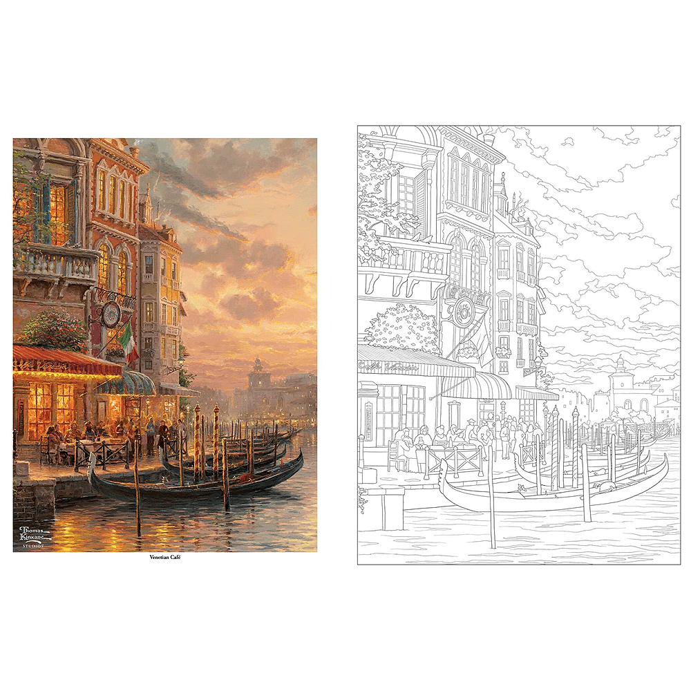 Раскраска на английском языке "Thomas Kinkade Studios. Inspired Destinations. A Coloring Book for Travelers" - 4