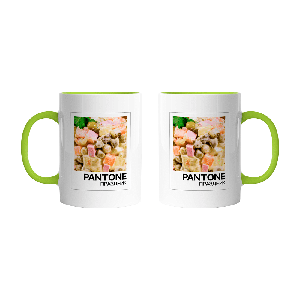 Кружка керамическая "Pantone. Оливье", 320 мл, белый, зеленое яблоко