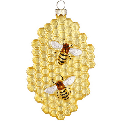 Украшение елочное "Соты", 10 см, стекло, желтый