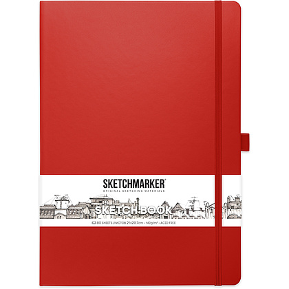 Скетчбук "Sketchmarker", 21x30 см, 140 г/м2, 80 листов, красный