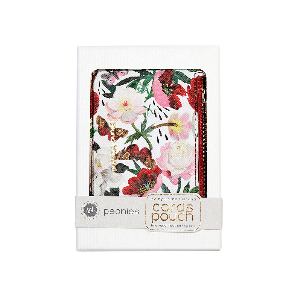 Футляр для визитных и кредитных карт "Flora. Пионы", белый, красный - 4