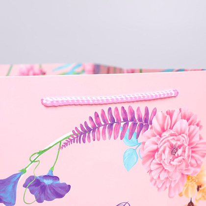 Пакет подарочный "С днем рождения", 30x30x30 см, розовый - 5