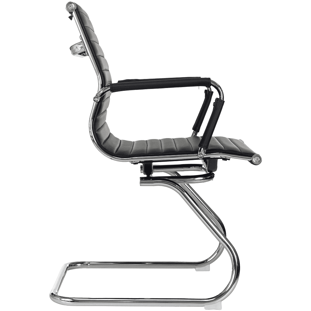 Кресло на полозьях "Бюрократ CH-883-LOW-V", экокожа, черный, металл хром - 4
