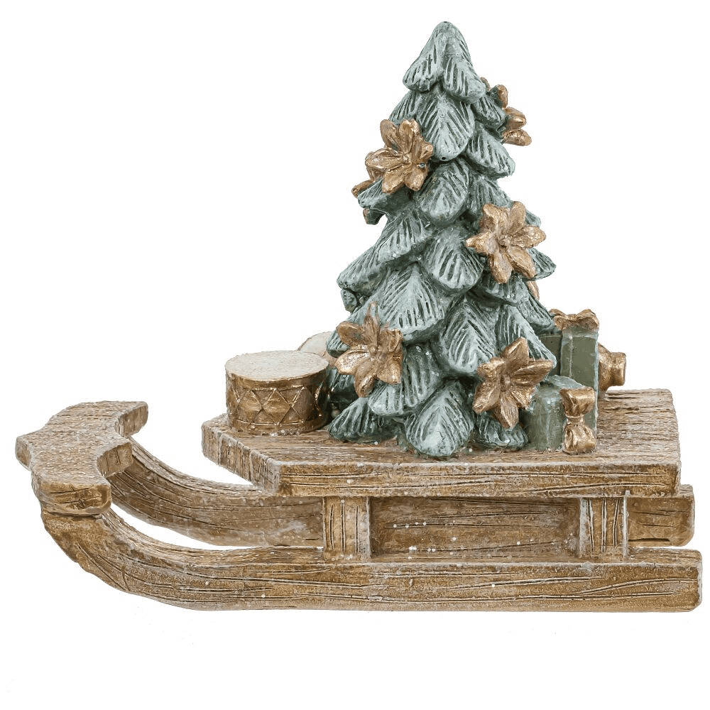 Фигурка "Елочка на санках", 10х11 см, разноцветный - 3