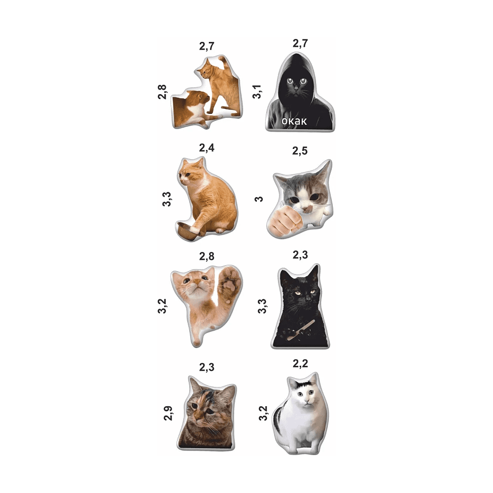 Набор наклеек объемных "Коты. Мемы №3", А6, 1 лист, 8 шт - 2