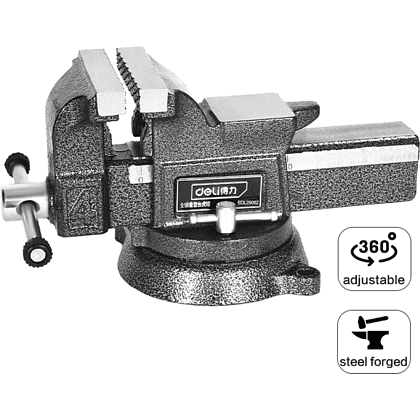 Тиски стальные Deli YS EDL2904Z, поворотные, с наковальней, 6"-150 мм - 7