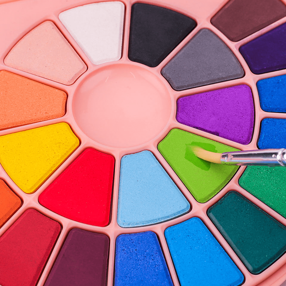 Набор красок акварельных "Himi Miya", 38 цветов, кюветы, розовый футляр - 3