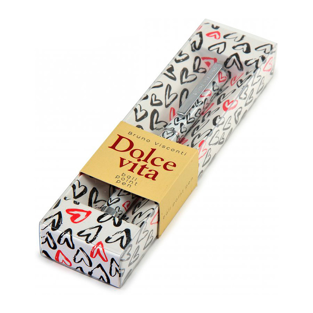 Ручка шариковая автоматическая "Dolce Vita. Сердечки. Красные и черные", 0.7 мм, разноцветный, стерж. синий