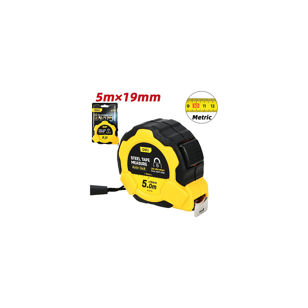 Рулетка Deli YS EDL3796, 5 м х 19 мм, желтый, черный - 2
