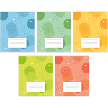 Тетрадь "Круги (Универсальная плашка)", А5, 12 листов, клетка, скоба сбоку, ассорти