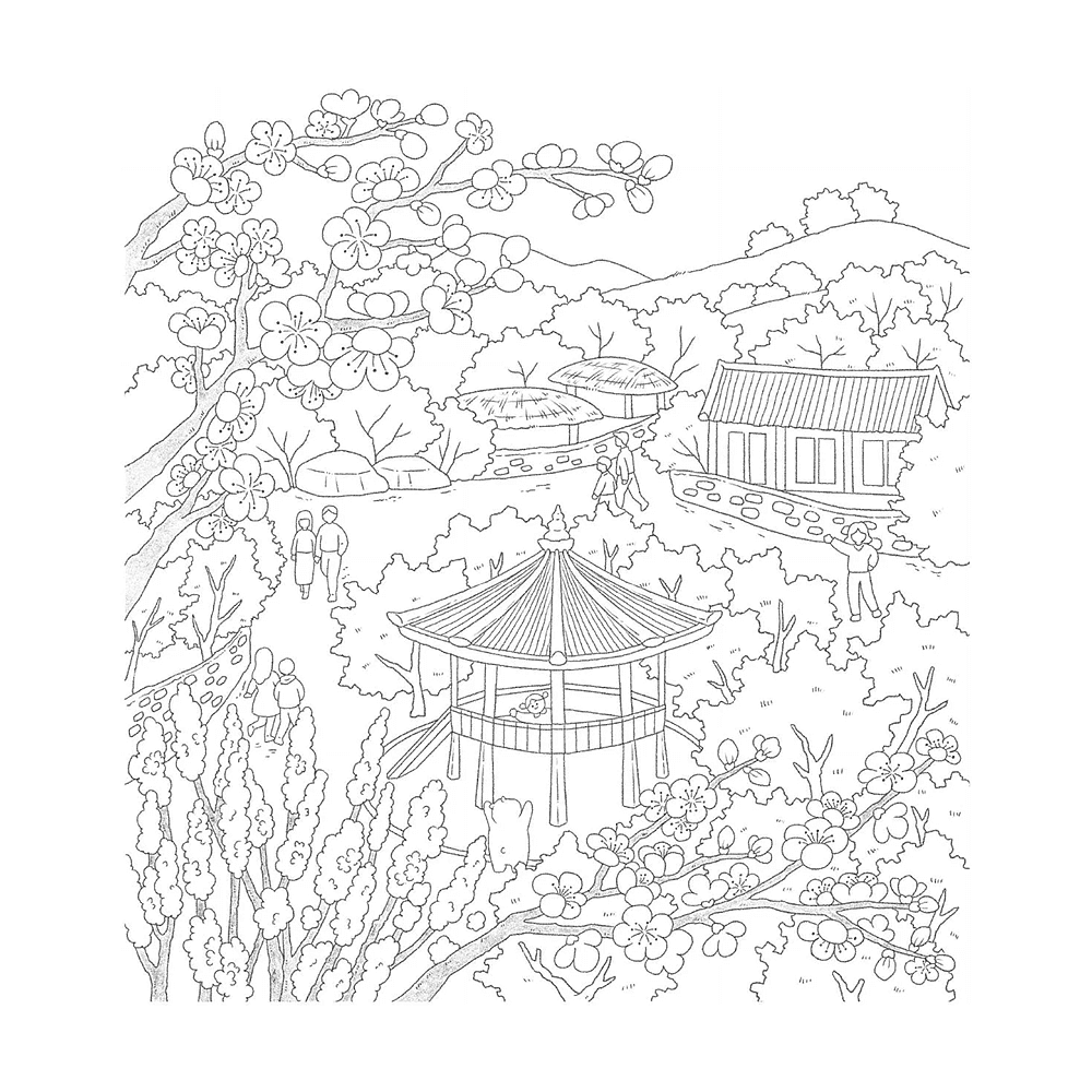 Раскраска "Весеннее путешествие по Корее. Раскраска-антистресс", Чон Сон Джин - 6