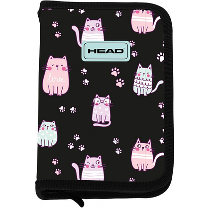 Пенал Astra "Lovely kitty", 1 отделение, черный, розовый