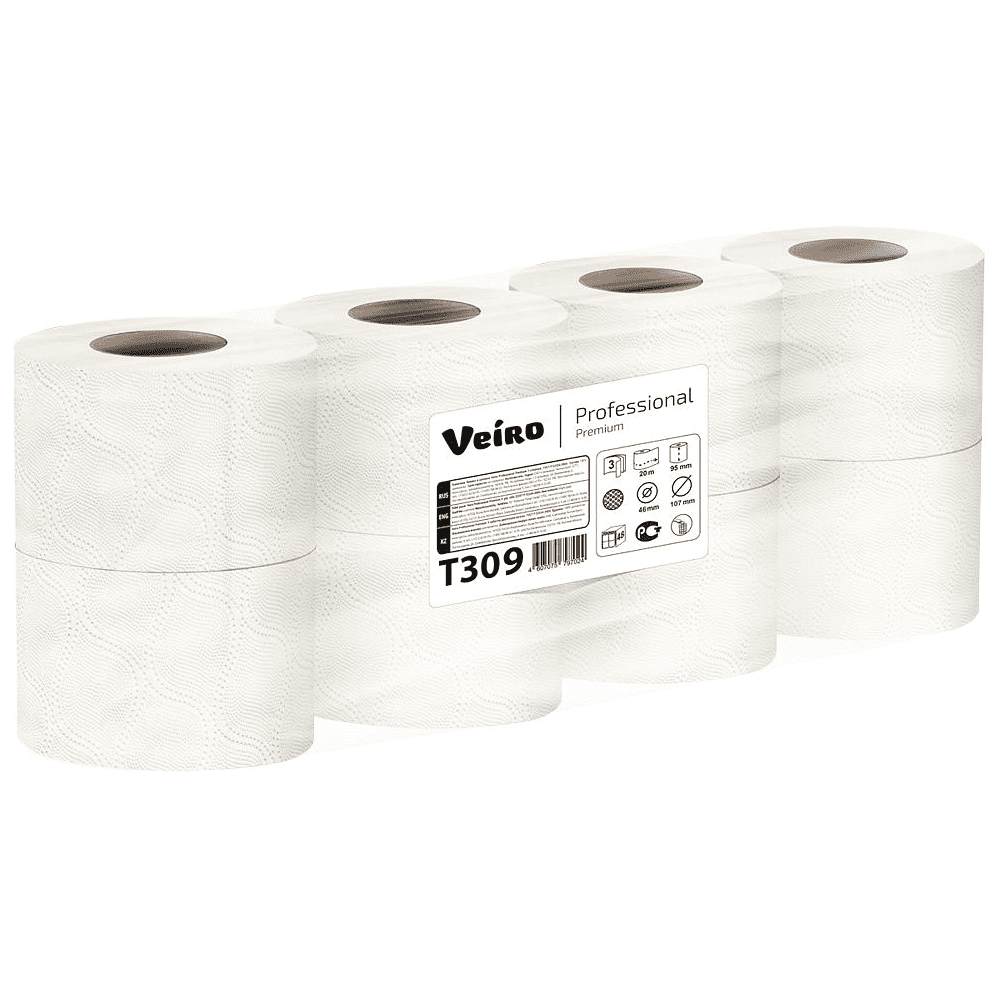 Бумага туалетная Veiro Professional Premium, 3 слоя, 8 рулонов - 7