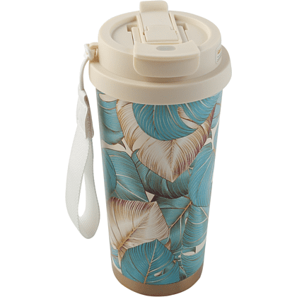 Термокружка "Тропические листья", 530 мл, морская волна