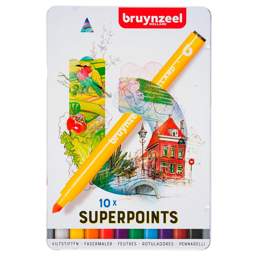 Набор маркеров художественных "Bruynzeel Super Point", 10 шт.