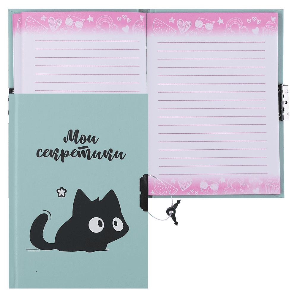 Книга записная "Котомания", А6, 56 листов, серо-голубой