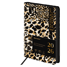 Ежедневник датированный "Vista. Leopard", А5, 336 страниц, черный, коричневый, 2026