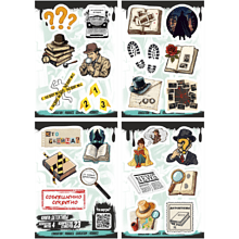 Набор наклеек объемных "Книги: детективы", А6, 4 листа, 23 шт