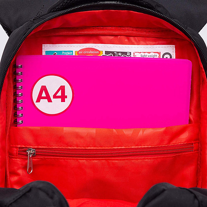 Рюкзак школьный "Sporty", с карманом для ноутбука, черный, красный - 9