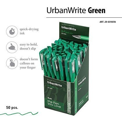 Ручка шариковая "UrbanWrite", 0,7 мм, пластик, стерж. зеленый - 3