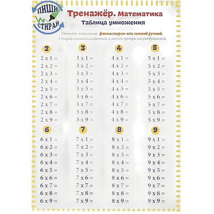 Справочные материалы "Тренажёр. Математика. Таблица умножения", формат А5
