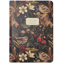 Ежедневник недатированный "Flora. Воробей", А5, 240 страниц, черный