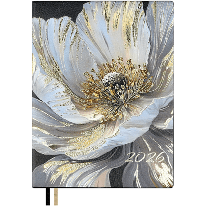Ежедневник датированный "Белый мак", А6, 352 страницы, белый, 2026
