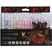 Набор ручек акриловых "Flora. Гранат", 1 мм., шариковые, пластиковые, 36 штук