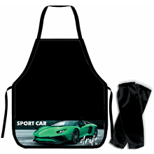 Фартук для труда "Green sport car"  с нарукавниками, черный