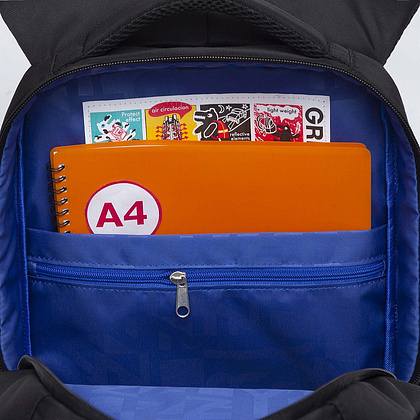 Рюкзак школьный "Greezly", с карманом для ноутбука, черный, синий - 9