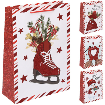Пакет бумажный подарочный "Новый год!", 31x42x12 см, ассорти
