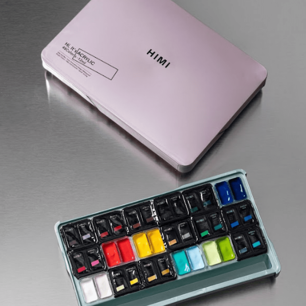 Краски акриловые"Himi Jelly Cup", набор 36 цветов, 12 мл, кювета - 7
