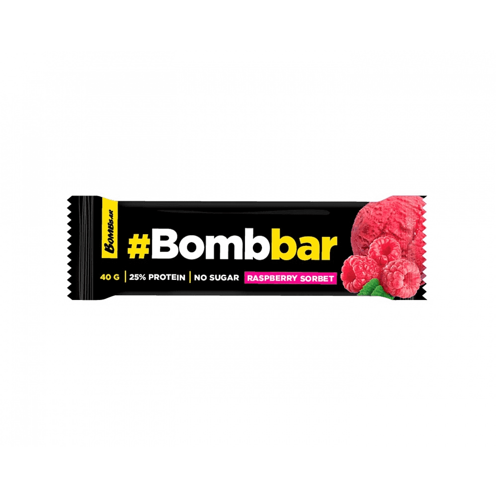Батончик "BOMBBAR", 40 г, со вкусом малиновый сорбет