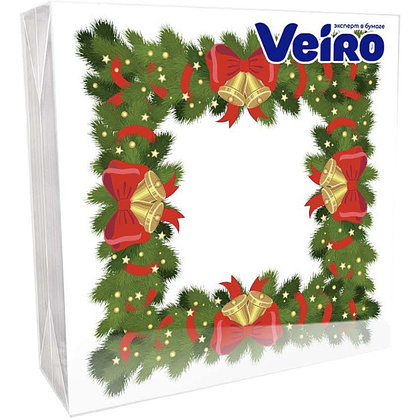 Салфетки бумажные Veiro, 33х33 см, с рисунком Омела, 20 шт