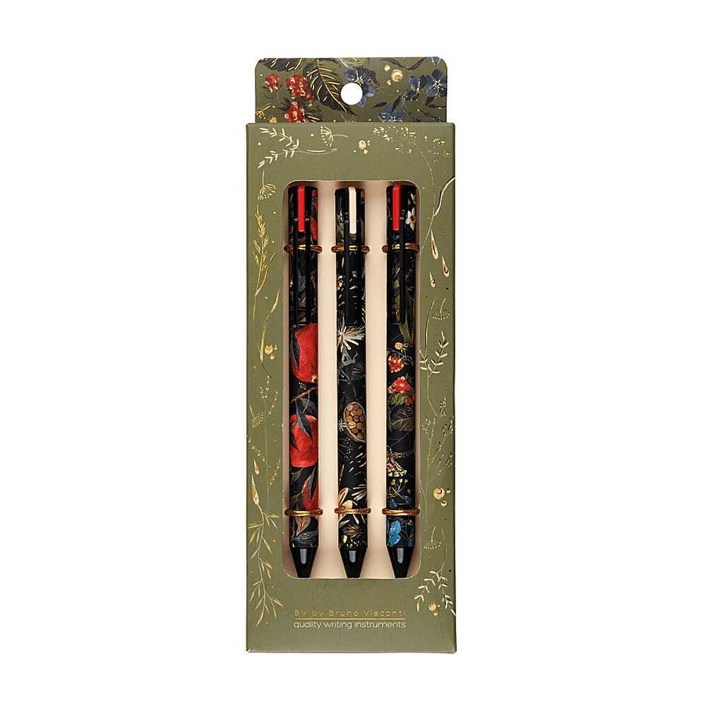 Набор гелевых ручек "Click.Flora", 0.38 мм., ассорти, черный, 3 штук