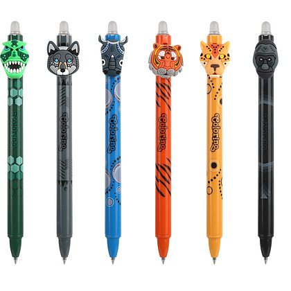 Ручка гелевая автоматическая "Wild animals пиши стирай", 0.5 мм, ассорти, стерж. синий
