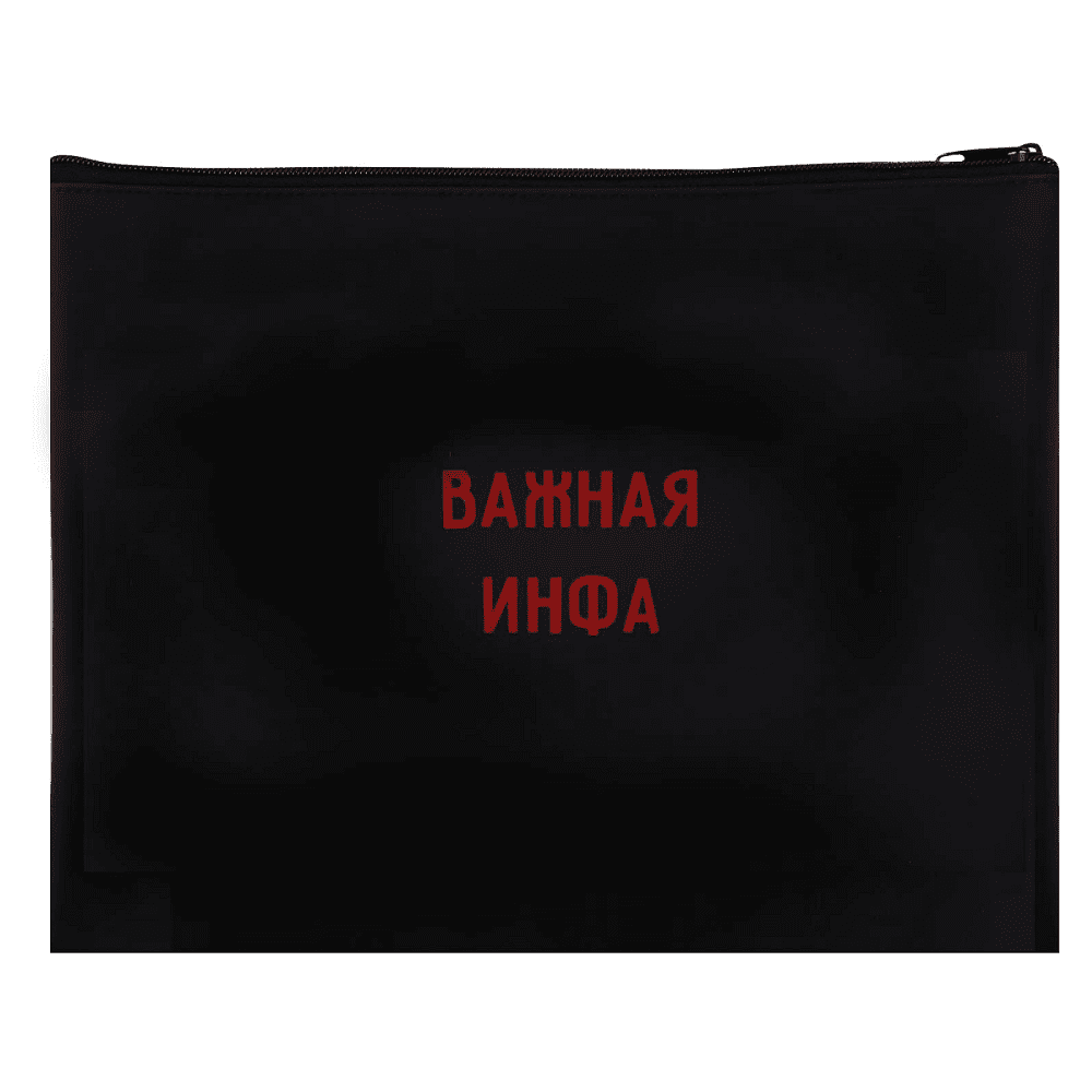 Папка для тетрадей "Важная инфа", А5+, молния, черный