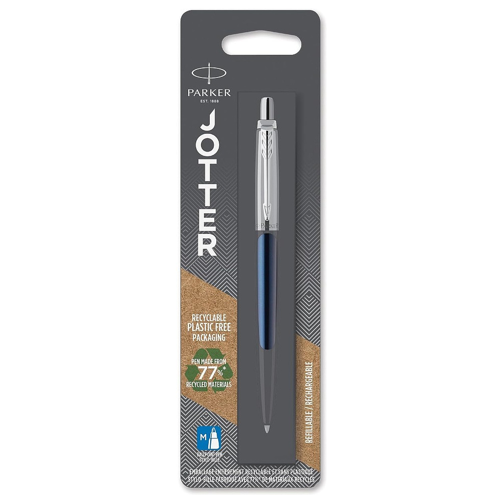 Ручка шариковая автоматическая "Jotter Core K63 Royal Blue CT", 1 мм, синий, серебристый, стерж. синий