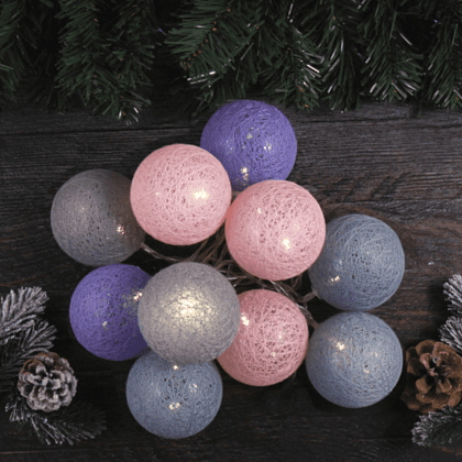 Гирлянда электрическая LED "Нить" с насадками "Шар", 2 м, тепло-белый - 4