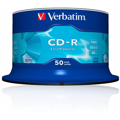 Диск Verbatim на шпинделе, CD-R, 0.7 гб, круглый бокс, 50 шт - 2