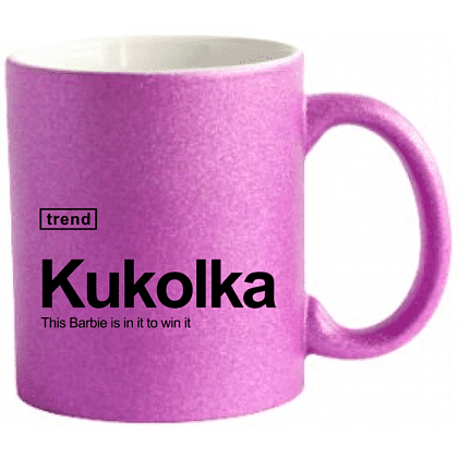 Кружка Барби "Kukolka", керамика, 330 мл, розовый глиттер 