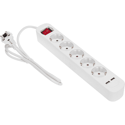 Удлинитель "Standard", 5 розеток, 2 USB, 16А, 1.5 м, белый - 5