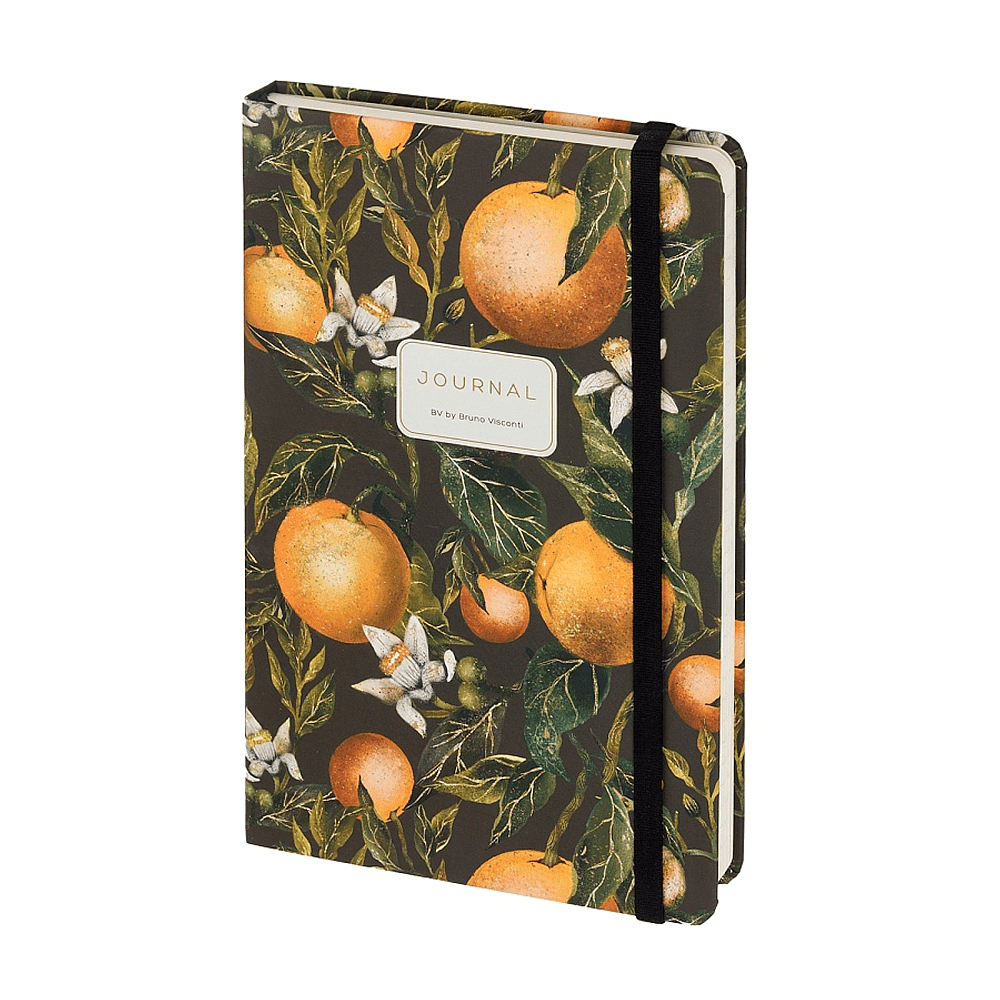 Книга записная "Flora. Paradise. Oranges", A5, 100 листов, линейка, твердая обложка, зеленый, оранжевый
