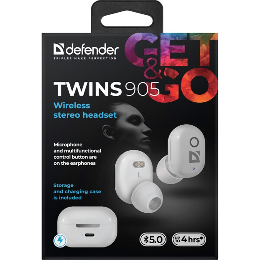 Наушники беспроводные Defender "Twins 905", Bluetooth, белый - 4