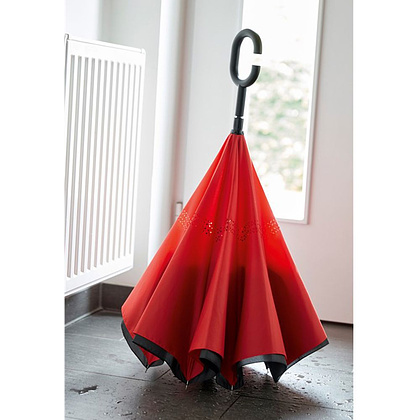 Зонт обратного сложения "Flipped", 109 см, красный, черный - 4