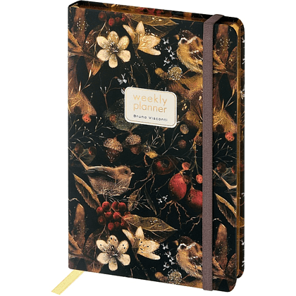 Еженедельник недатированный  "Fauna. Воробей", А5, 144 страницы, линейка, черный