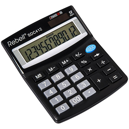 Калькулятор настольный Rebell "SDC-412 BX", 12-разрядный, черный
