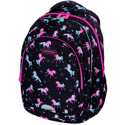 Рюкзак школьный Astra "Unicorn Squad", черный, розовый