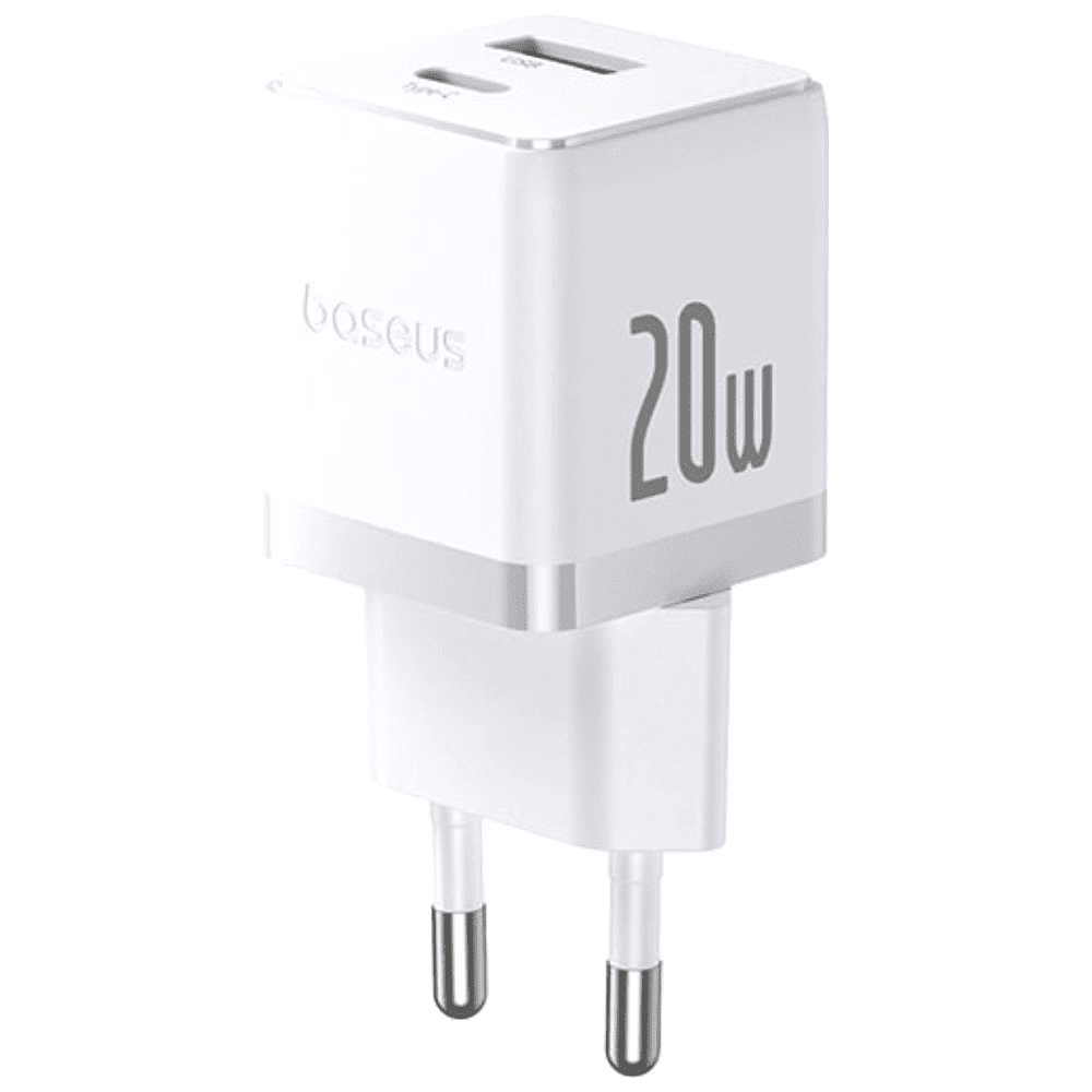 Сетевое зарядное устройство Baseus Palm P10111608213-00, Fast Charger C+U 20W EU, Moon White